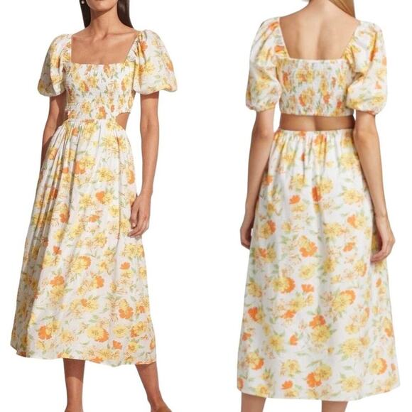 NWT Faithfull the Brand Loucetta Dress Palermo Floral Orange Print Size 2 XS - Picture 1 of 9